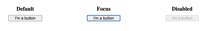 Standard-, fokussierter und deaktivierter Button-Zustand in Chrome 115 auf macOS